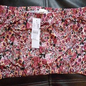 Topshop Sleeveless Floral Elastic Cropped Tube Top